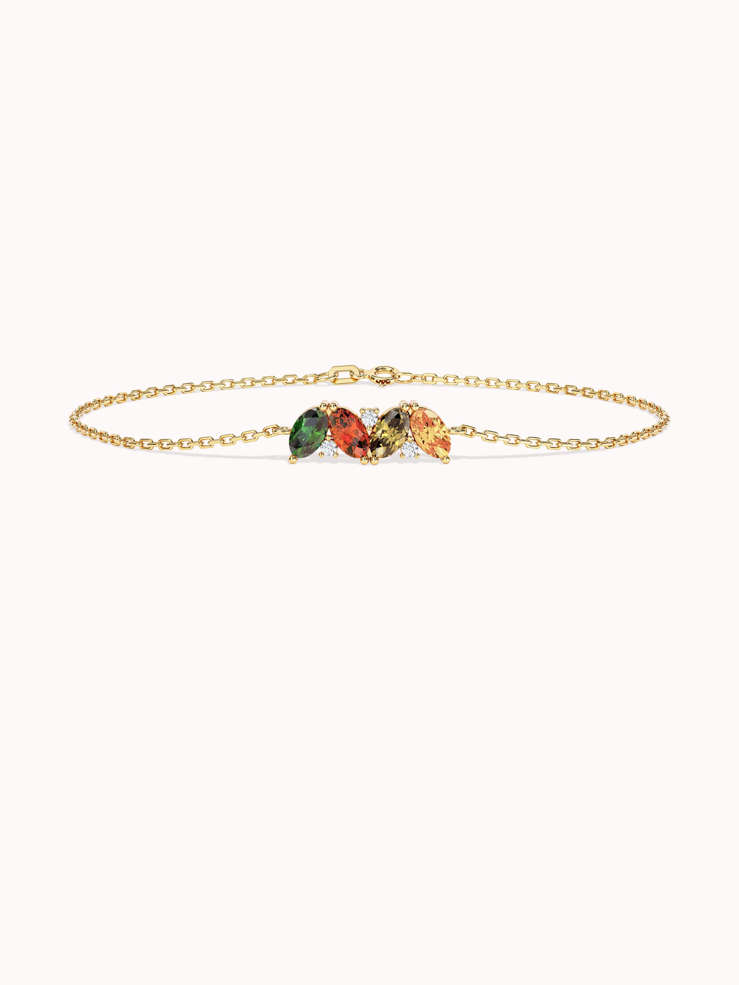 Oval Multi Birthstone Bracelet