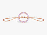 Open Circle Pink Tourmaline Bracelet in 14k Solid Gold