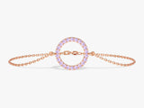 Open Circle Alexandrite Bracelet in 14k Solid Gold