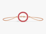 Open Circle Ruby Bracelet in 14k Solid Gold