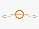 Open Circle Peridot Bracelet in 14k Solid Gold