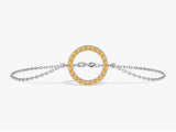 Open Circle Citrine Bracelet in 14k Solid Gold