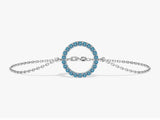 Open Circle Blue Topaz Bracelet in 14k Solid Gold