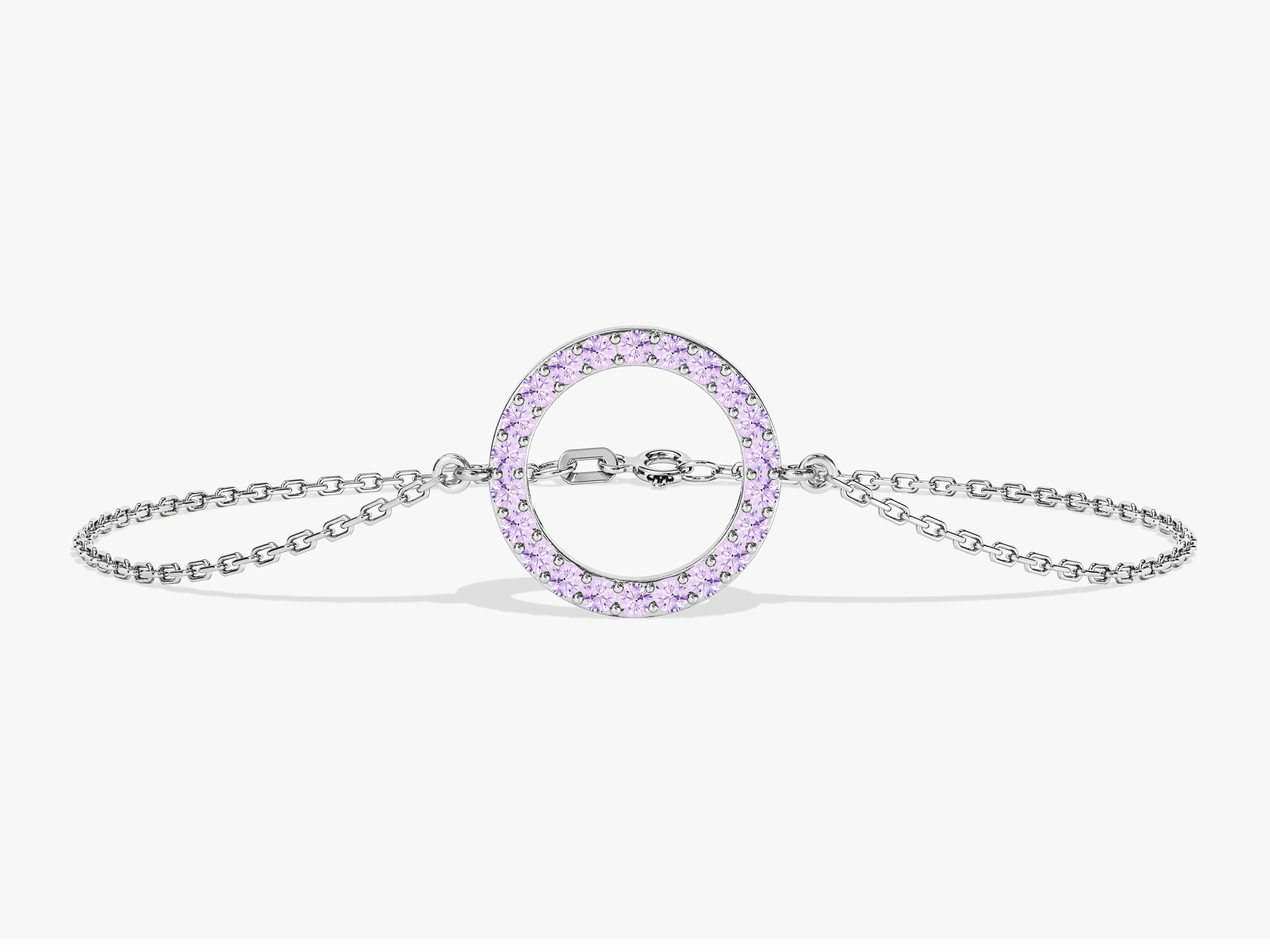 Open Circle Pink Tourmaline Bracelet in 14k Solid Gold