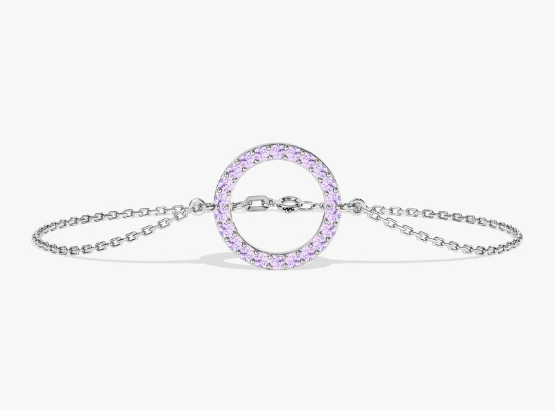 Open Circle Alexandrite Bracelet in 14k Solid Gold