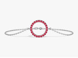 Open Circle Ruby Bracelet in 14k Solid Gold
