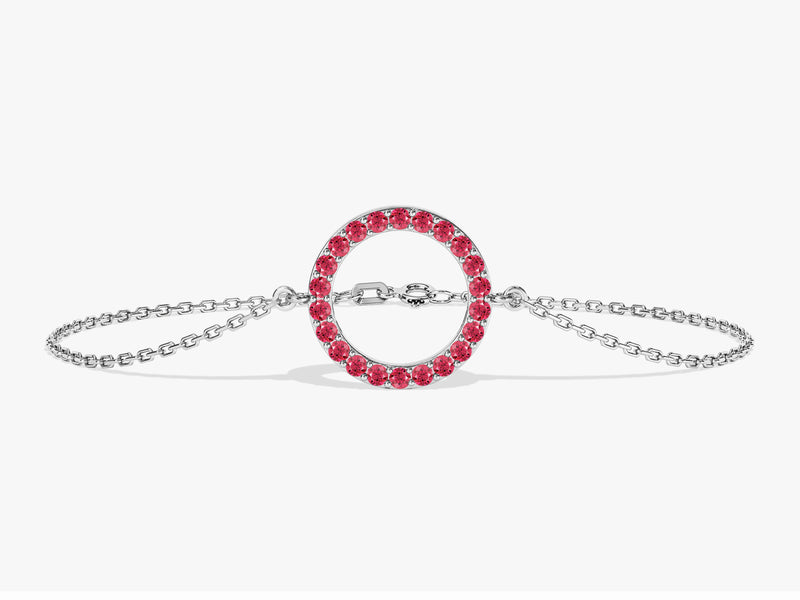 Open Circle Ruby Bracelet in 14k Solid Gold