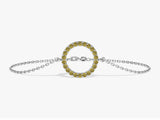 Open Circle Peridot Bracelet in 14k Solid Gold