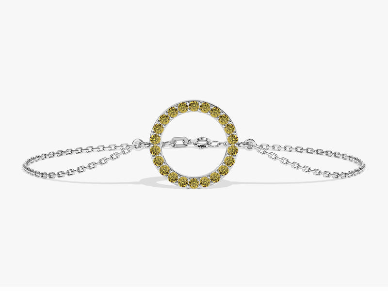 Open Circle Peridot Bracelet in 14k Solid Gold