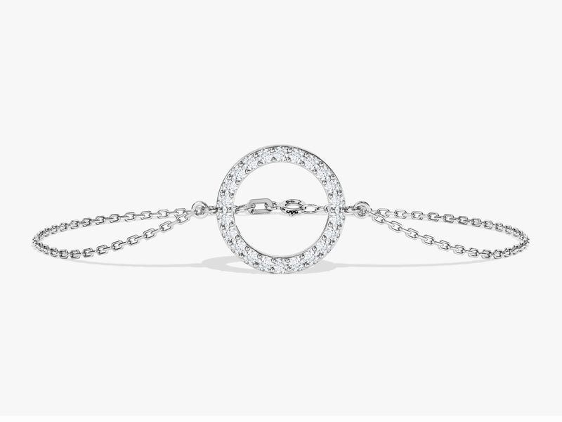 Open Circle Diamond Birthstone Bracelet in 14k Solid Gold