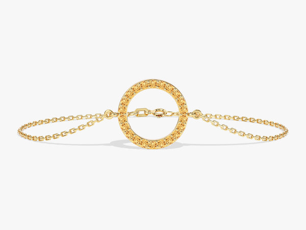 Open Circle Citrine Bracelet in 14k Solid Gold