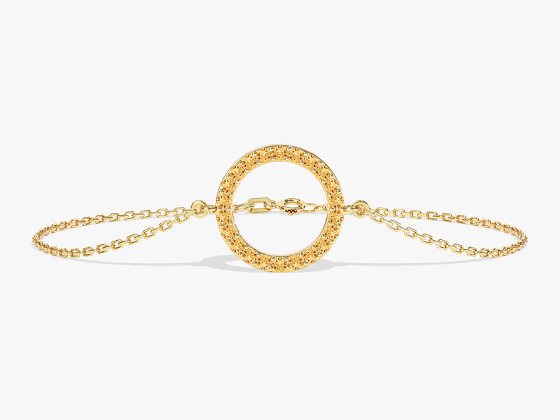 Open Circle Citrine Bracelet in 14k Solid Gold