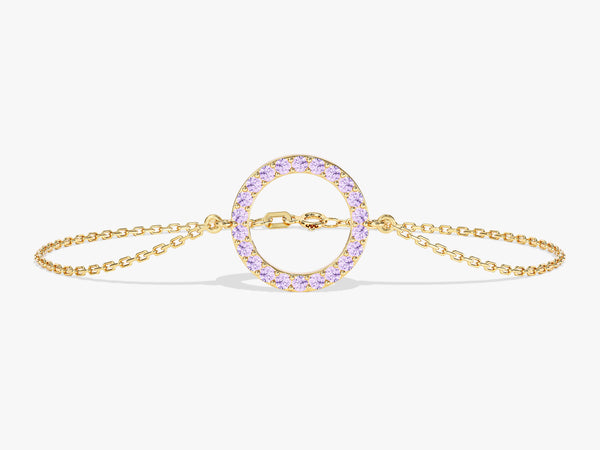 Open Circle Alexandrite Bracelet in 14k Solid Gold