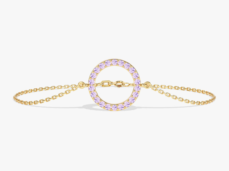 Open Circle Alexandrite Bracelet in 14k Solid Gold