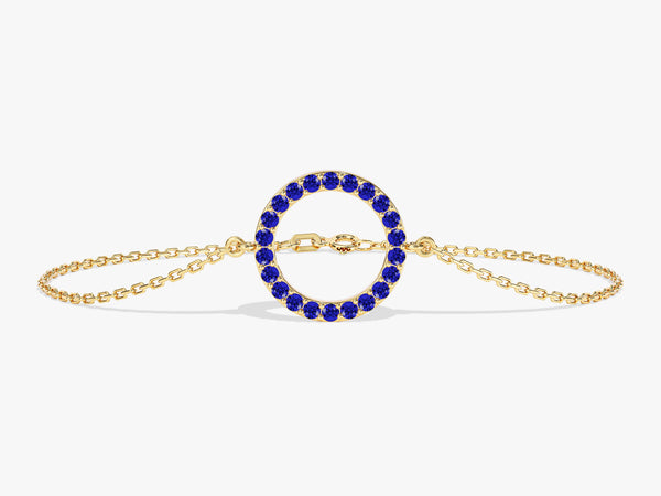 Open Circle Sapphire Bracelet in 14k Solid Gold