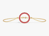 Open Circle Ruby Bracelet in 14k Solid Gold