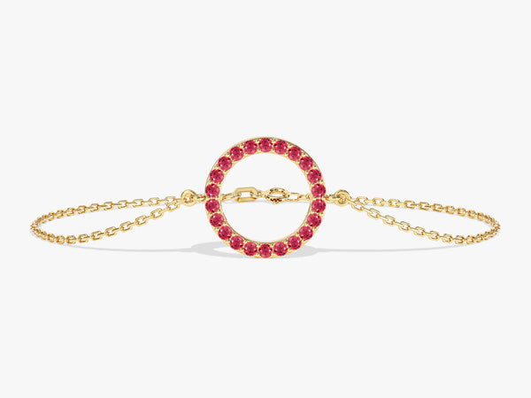 Open Circle Ruby Bracelet in 14k Solid Gold