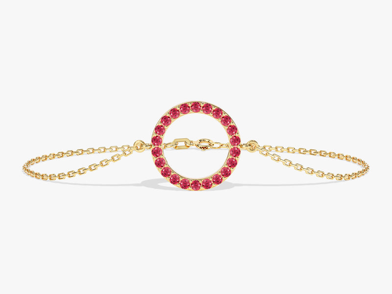 Open Circle Ruby Bracelet in 14k Solid Gold
