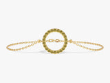 Open Circle Peridot Bracelet in 14k Solid Gold