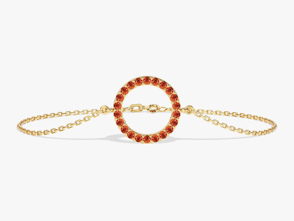 Open Circle Garnet Bracelet in 14k Solid Gold