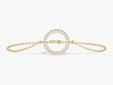 Open Circle Diamond Birthstone Bracelet in 14k Solid Gold
