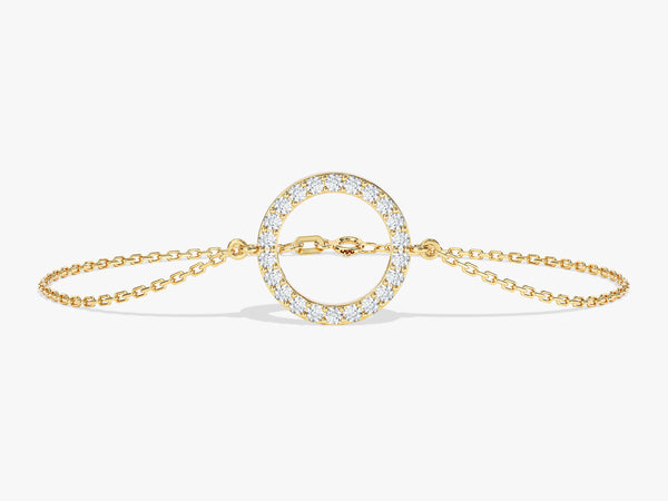 Open Circle Diamond Birthstone Bracelet in 14k Solid Gold