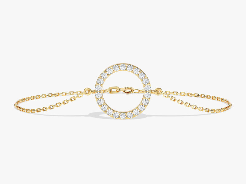 Open Circle Diamond Birthstone Bracelet in 14k Solid Gold