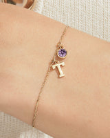 Initial Birthstone Charm Bracelet