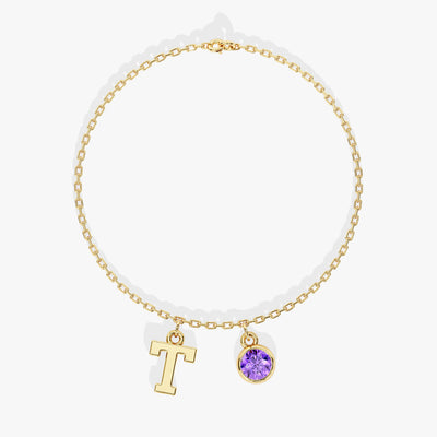 Initial Charm Birthstone Bracelet
