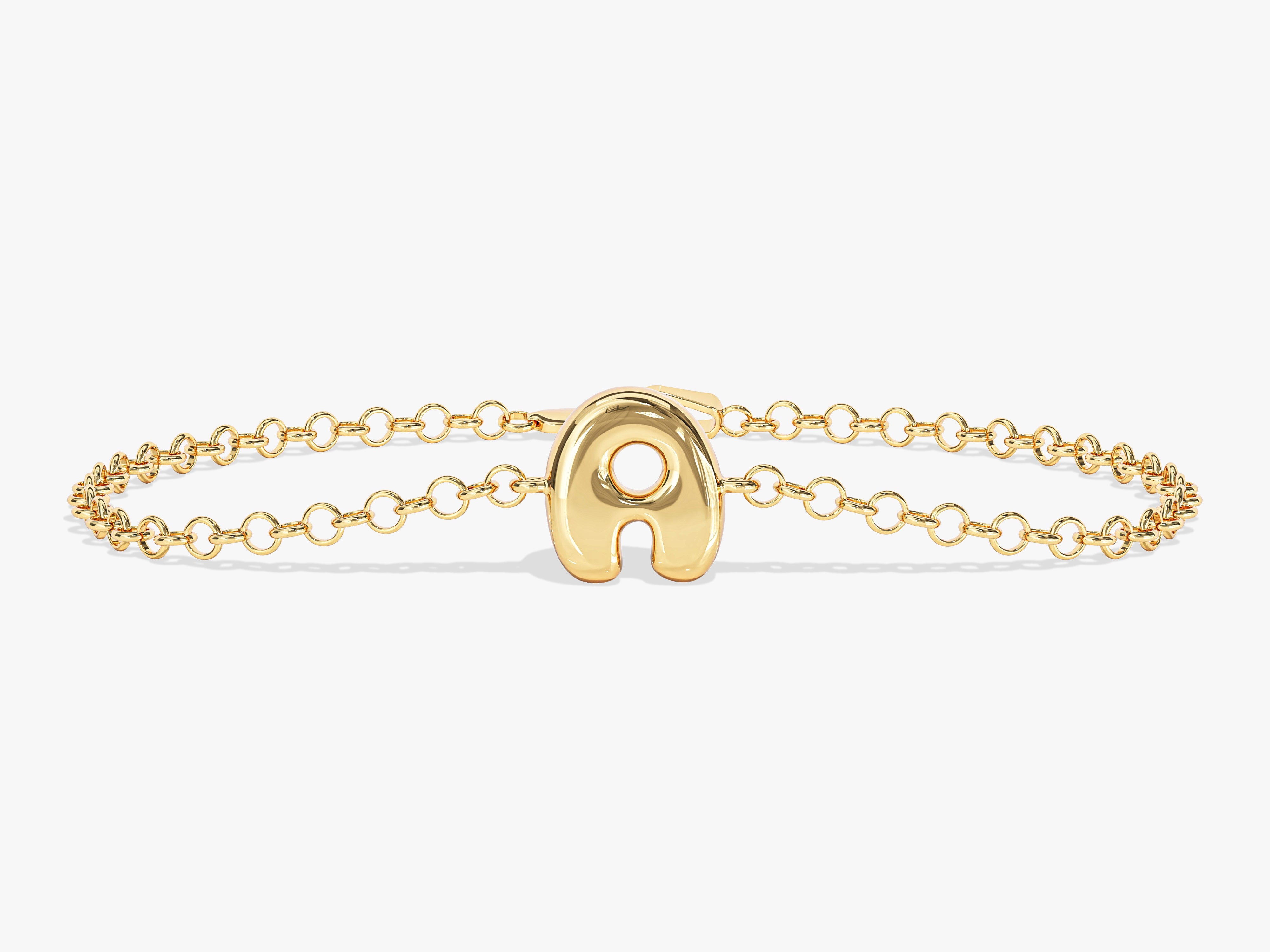Gold initial 'A' charm bracelet for jewelry lovers