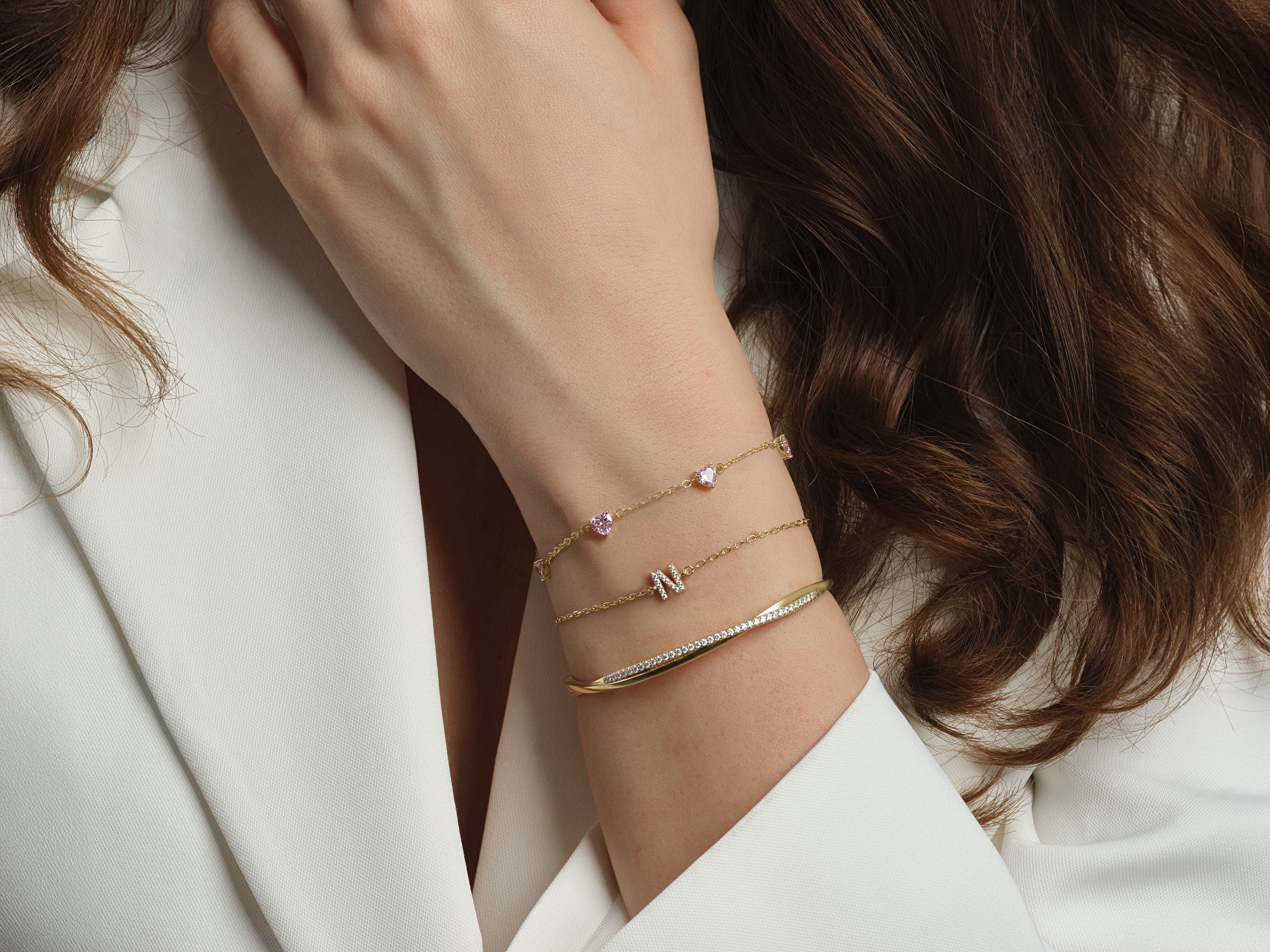 Heart Birthstone Station Bracelet