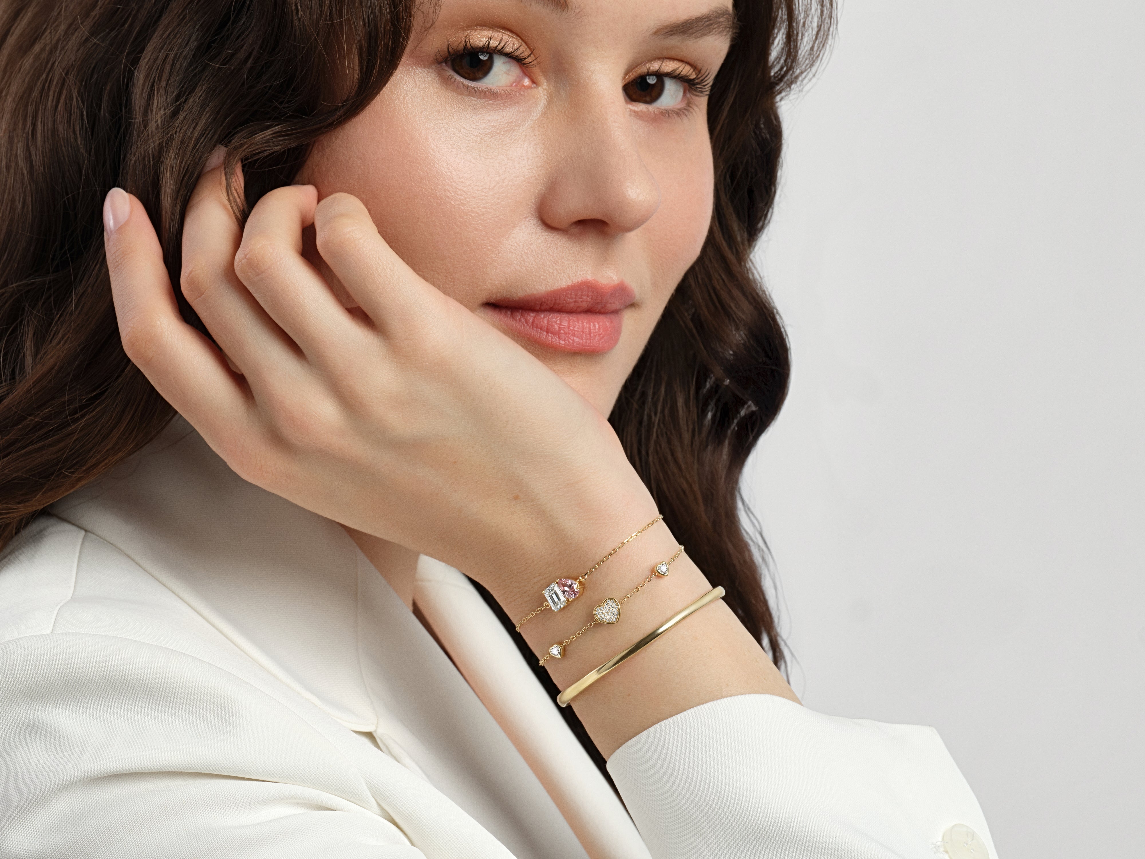 Pave Heart Triple Bracelet