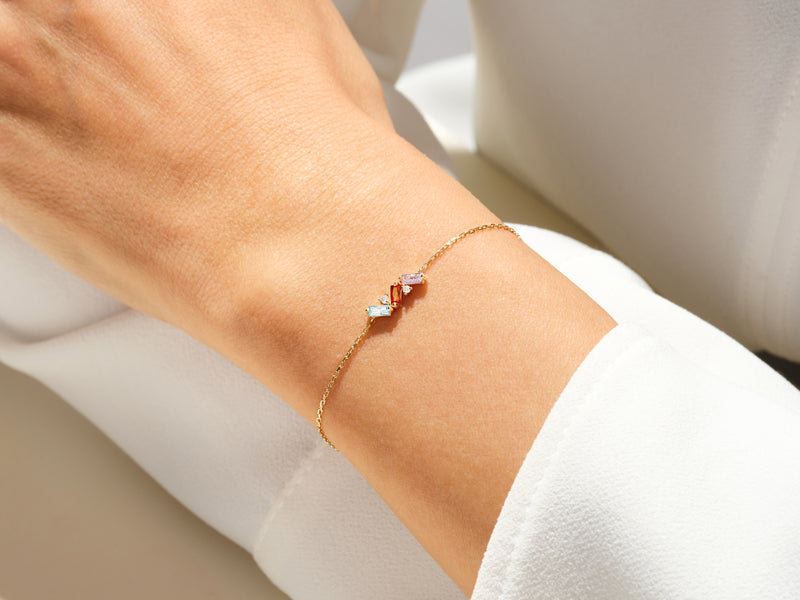 Baguette Cut Garnet Bracelet in 14k Solid Gold