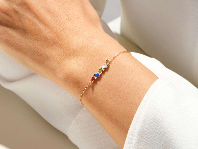 Baguette Cut Sapphire Bracelet in 14k Solid Gold