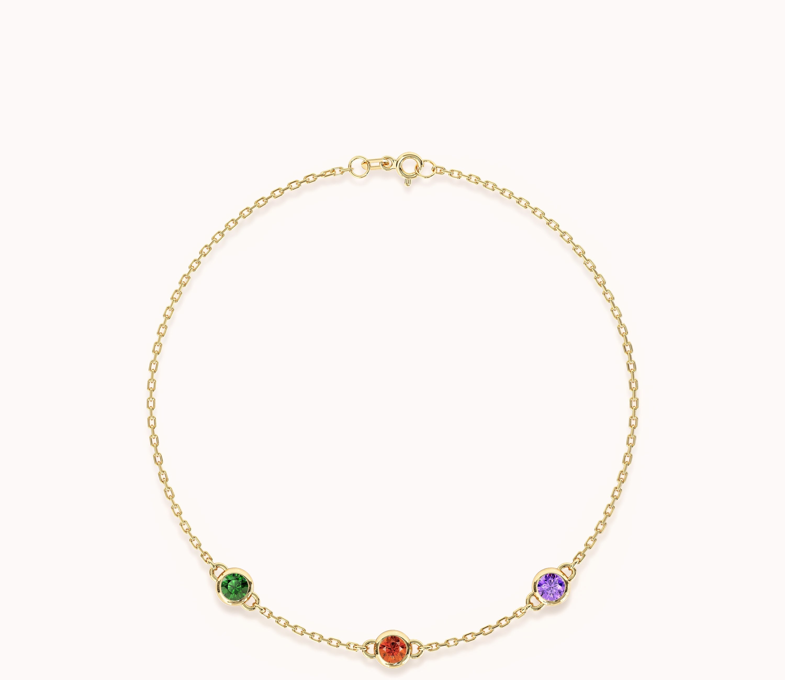 Bezel Set Birthstone Station Bracelet