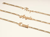 Figaro Old English Font Name Bracelet