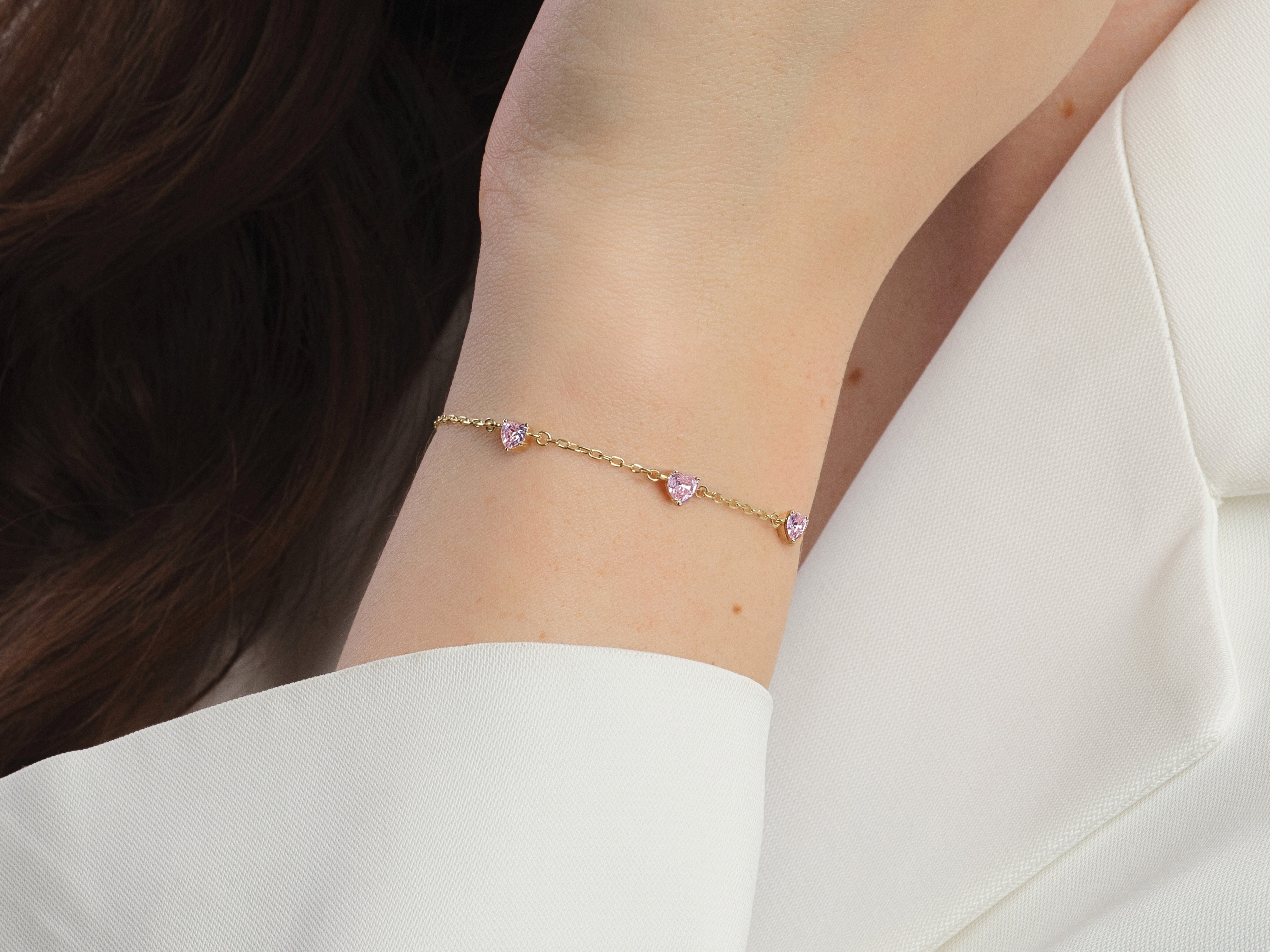 Heart Birthstone Station Bracelet