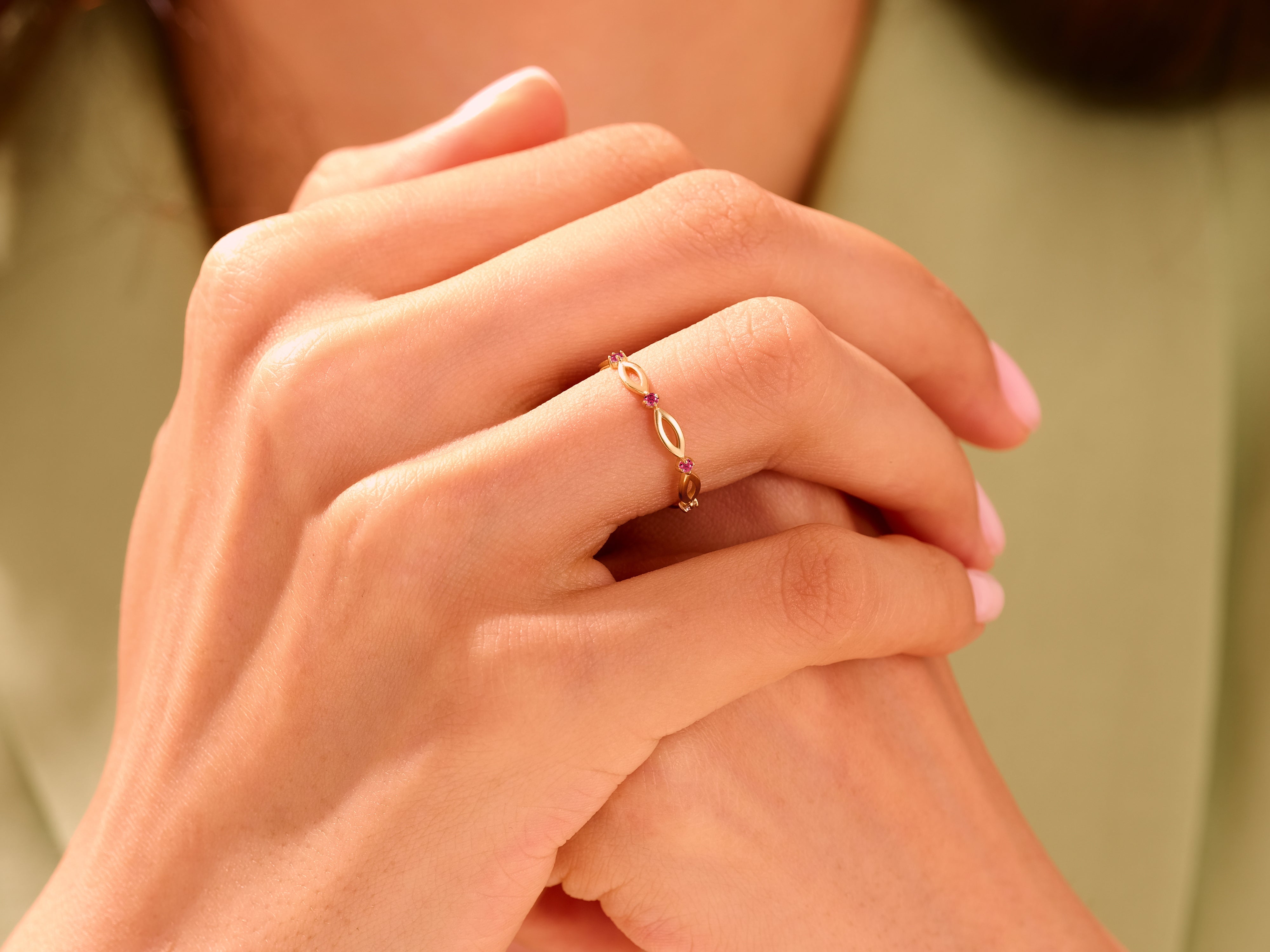 Infinity Ruby Ring in 14K Solid Gold