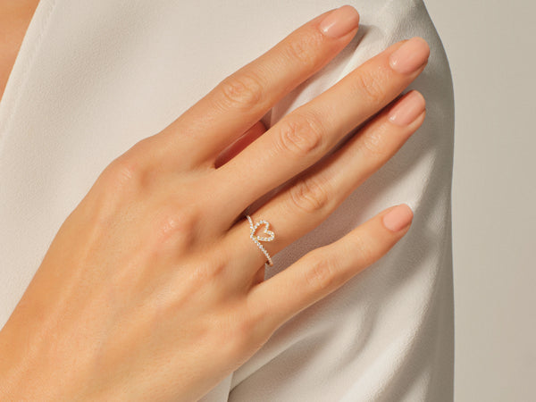 Curved Heart Ring