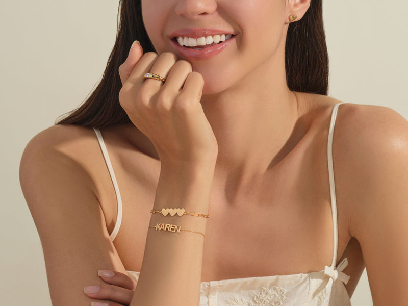 Trio Heart Name Bracelet
