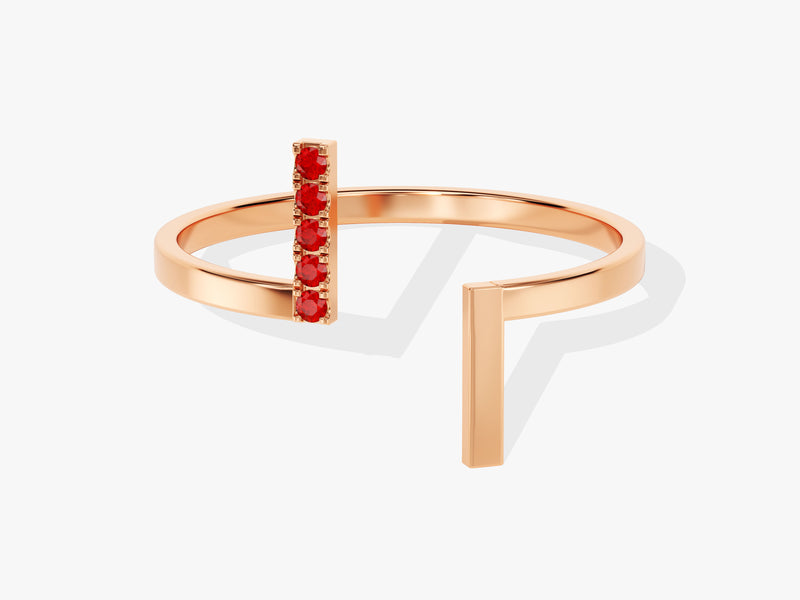 Open Five-Stone Ruby Ring in 14K Solid Gold