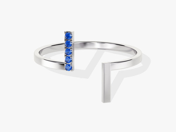 Open Five-Stone Sapphire Ring in 14K Solid Gold