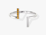 Open Five-Stone Citrine Ring in 14K Solid Gold