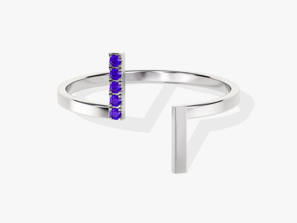 Open Five-Stone Amethyst Ring in 14K Solid Gold