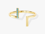 Open Five-Stone Aquamarine Ring in 14K Solid Gold