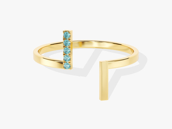 Open Five-Stone Aquamarine Ring in 14K Solid Gold