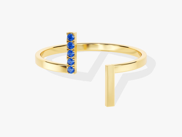 Open Five-Stone Sapphire Ring in 14K Solid Gold