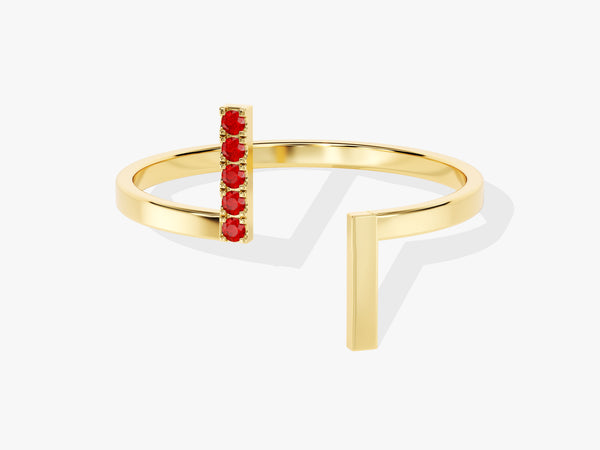 Open Five-Stone Ruby Ring in 14K Solid Gold