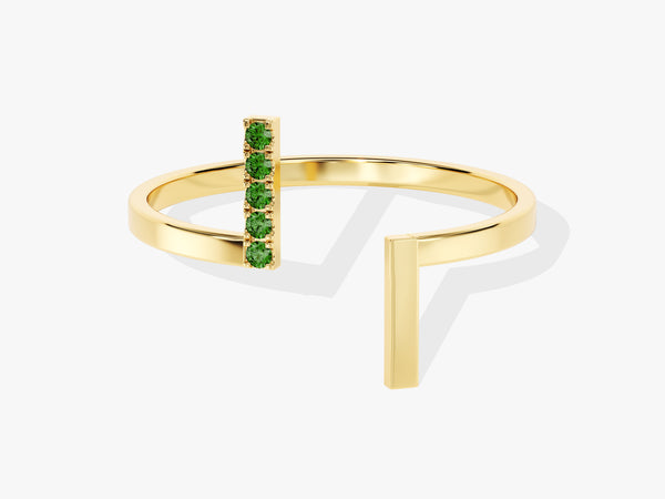 Open Five-Stone Emerald Ring in 14K Solid Gold
