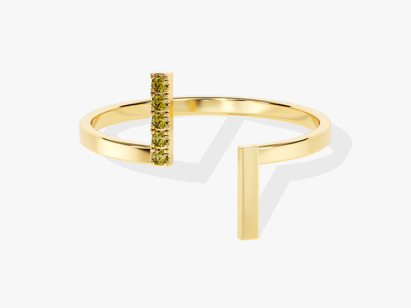 Open Five-Stone Peridot Ring in 14K Solid Gold